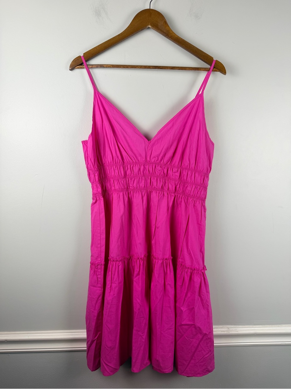 Rails Carmen Dress Azalea Pink Smocked Tiered Mini Sundress Organic Cotton NWT L - Picture 2 of 7